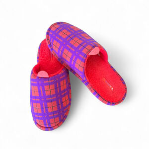 Allbirds Wool Tartan Plaid Slippers Orange Purple Slip On Men' 9-10 Women 10-11